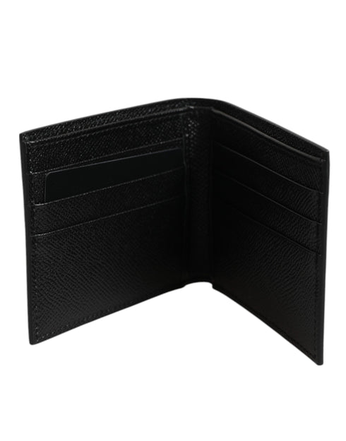 Dolce & Gabbana White Leather DG Star Logo Bifold Men Card Holder Wallet